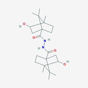 molecular formula C22H36N2O4 B12146578 3-hydroxy-N'-[(3-hydroxy-4,7,7-trimethylbicyclo[2.2.1]hept-1-yl)carbonyl]-4,7,7-trimethylbicyclo[2.2.1]heptane-1-carbohydrazide 