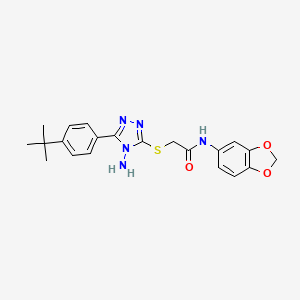 molecular formula C21H23N5O3S B12146647 2-{[4-amino-5-(4-tert-butylphenyl)-4H-1,2,4-triazol-3-yl]sulfanyl}-N-(1,3-benzodioxol-5-yl)acetamide 