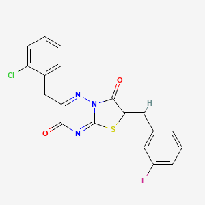 molecular formula C19H11ClFN3O2S B12146661 (2Z)-6-(2-chlorobenzyl)-2-(3-fluorobenzylidene)-7H-[1,3]thiazolo[3,2-b][1,2,4]triazine-3,7(2H)-dione 