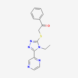 2-[(4-Ethyl-5-pyrazin-2-yl-1,2,4-triazol-3-yl)sulfanyl]-1-phenylethanone