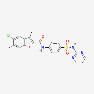 molecular formula C21H17ClN4O4S B12146740 5-chloro-3,6-dimethyl-N-[4-(pyrimidin-2-ylsulfamoyl)phenyl]-1-benzofuran-2-carboxamide 