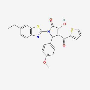 (4E)-1-(6-ethyl-1,3-benzothiazol-2-yl)-4-[hydroxy(thiophen-2-yl)methylidene]-5-(4-methoxyphenyl)pyrrolidine-2,3-dione