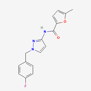 molecular formula C16H14FN3O2 B1214680 N-[1-[(4-fluorophenyl)methyl]-3-pyrazolyl]-5-methyl-2-furancarboxamide 
