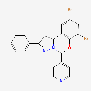 molecular formula C21H15Br2N3O B12146804 7,9-Dibromo-2-phenyl-5-(pyridin-4-yl)-1,10b-dihydropyrazolo[1,5-c][1,3]benzoxazine 