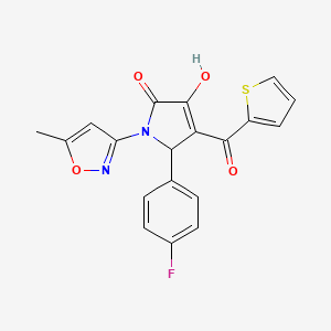 molecular formula C19H13FN2O4S B12146850 (4E)-5-(4-fluorophenyl)-4-[hydroxy(thiophen-2-yl)methylidene]-1-(5-methyl-1,2-oxazol-3-yl)pyrrolidine-2,3-dione 