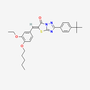 molecular formula C28H33N3O3S B12146883 (5Z)-2-(4-tert-butylphenyl)-5-[3-ethoxy-4-(pentyloxy)benzylidene][1,3]thiazolo[3,2-b][1,2,4]triazol-6(5H)-one 