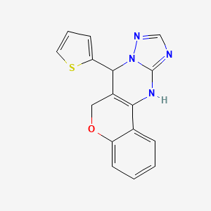 molecular formula C16H12N4OS B1214689 7-(thiophen-2-yl)-7,11-dihydro-6H-chromeno[4,3-d][1,2,4]triazolo[1,5-a]pyrimidine 