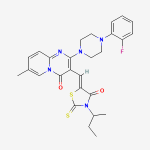 molecular formula C27H28FN5O2S2 B12146916 3-{(Z)-[3-(butan-2-yl)-4-oxo-2-thioxo-1,3-thiazolidin-5-ylidene]methyl}-2-[4-(2-fluorophenyl)piperazin-1-yl]-7-methyl-4H-pyrido[1,2-a]pyrimidin-4-one 