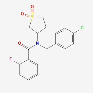 molecular formula C18H17ClFNO3S B12146973 N-(4-chlorobenzyl)-N-(1,1-dioxidotetrahydrothiophen-3-yl)-2-fluorobenzamide 