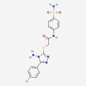 molecular formula C16H15ClN6O3S2 B12146981 2-{[4-amino-5-(4-chlorophenyl)-4H-1,2,4-triazol-3-yl]sulfanyl}-N-(4-sulfamoylphenyl)acetamide 