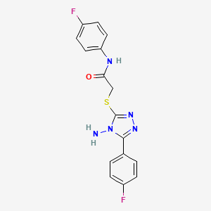 molecular formula C16H13F2N5OS B12146994 2-{[4-amino-5-(4-fluorophenyl)-4H-1,2,4-triazol-3-yl]sulfanyl}-N-(4-fluorophenyl)acetamide 