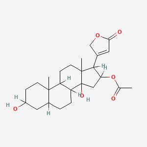 molecular formula C25H36O6 B1214700 16-(Acetyloxy)-3,14-dihydroxycard-20(22)-enolide CAS No. 465-15-6