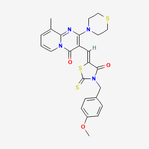 3-{(Z)-[3-(4-methoxybenzyl)-4-oxo-2-thioxo-1,3-thiazolidin-5-ylidene]methyl}-9-methyl-2-(thiomorpholin-4-yl)-4H-pyrido[1,2-a]pyrimidin-4-one