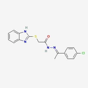 molecular formula C17H15ClN4OS B12147109 2-(1H-benzimidazol-2-ylsulfanyl)-N'-[(1E)-1-(4-chlorophenyl)ethylidene]acetohydrazide 