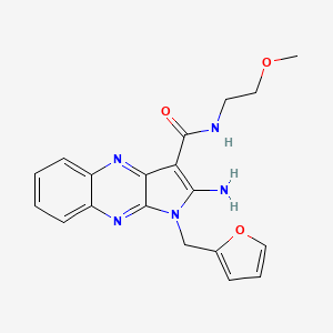 molecular formula C19H19N5O3 B12147156 2-Amino-1-furan-2-ylmethyl-1H-pyrrolo[2,3-b]quinoxaline-3-carboxylic acid (2-methoxy-ethyl)-amide 