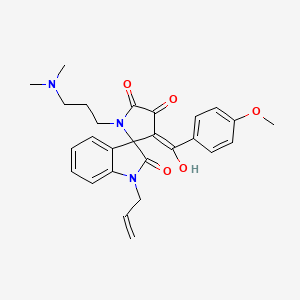 molecular formula C27H29N3O5 B12147235 1'-[3-(dimethylamino)propyl]-4'-hydroxy-3'-[(4-methoxyphenyl)carbonyl]-1-(prop-2-en-1-yl)spiro[indole-3,2'-pyrrole]-2,5'(1H,1'H)-dione 