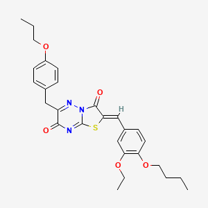 (2Z)-2-(4-butoxy-3-ethoxybenzylidene)-6-(4-propoxybenzyl)-7H-[1,3]thiazolo[3,2-b][1,2,4]triazine-3,7(2H)-dione