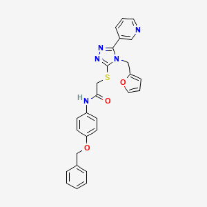 molecular formula C27H23N5O3S B12147270 N-[4-(benzyloxy)phenyl]-2-{[4-(furan-2-ylmethyl)-5-(pyridin-3-yl)-4H-1,2,4-triazol-3-yl]sulfanyl}acetamide 