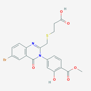 B121473 3-[[6-Bromo-3-(3-hydroxy-4-methoxycarbonylphenyl)-4-oxoquinazolin-2-yl]methylsulfanyl]propanoic acid CAS No. 155104-14-6