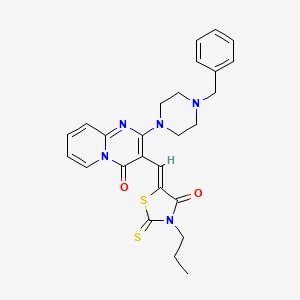 2-(4-benzylpiperazin-1-yl)-3-[(Z)-(4-oxo-3-propyl-2-thioxo-1,3-thiazolidin-5-ylidene)methyl]-4H-pyrido[1,2-a]pyrimidin-4-one