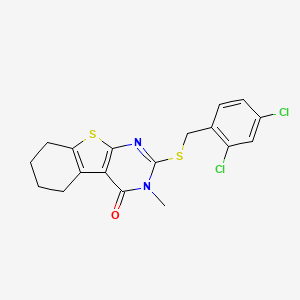 molecular formula C18H16Cl2N2OS2 B12147333 2-[(2,4-dichlorobenzyl)sulfanyl]-3-methyl-5,6,7,8-tetrahydro[1]benzothieno[2,3-d]pyrimidin-4(3H)-one 