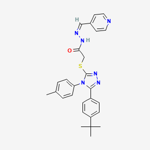 2-[[5-(4-tert-butylphenyl)-4-(4-methylphenyl)-1,2,4-triazol-3-yl]sulfanyl]-N-[(E)-pyridin-4-ylmethylideneamino]acetamide