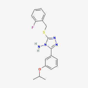 molecular formula C18H19FN4OS B12147366 3-[(2-fluorobenzyl)sulfanyl]-5-[3-(propan-2-yloxy)phenyl]-4H-1,2,4-triazol-4-amine 