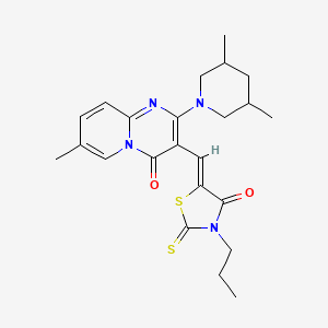 2-(3,5-dimethylpiperidin-1-yl)-7-methyl-3-[(Z)-(4-oxo-3-propyl-2-thioxo-1,3-thiazolidin-5-ylidene)methyl]-4H-pyrido[1,2-a]pyrimidin-4-one