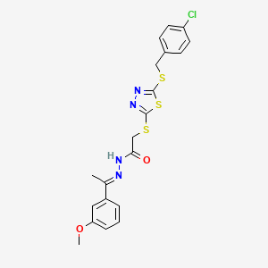 2-({5-[(4-chlorobenzyl)sulfanyl]-1,3,4-thiadiazol-2-yl}sulfanyl)-N'-[(1E)-1-(3-methoxyphenyl)ethylidene]acetohydrazide