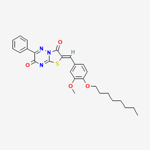 molecular formula C27H29N3O4S B12147519 (2Z)-2-[3-methoxy-4-(octyloxy)benzylidene]-6-phenyl-7H-[1,3]thiazolo[3,2-b][1,2,4]triazine-3,7(2H)-dione 