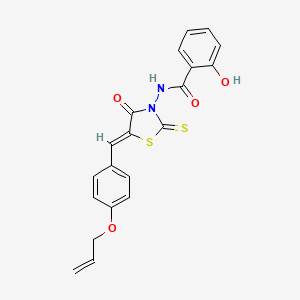 molecular formula C20H16N2O4S2 B12147564 2-hydroxy-N-{(5Z)-4-oxo-5-[4-(prop-2-en-1-yloxy)benzylidene]-2-thioxo-1,3-thiazolidin-3-yl}benzamide 