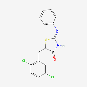 molecular formula C16H12Cl2N2OS B12147582 (2E)-5-(2,5-dichlorobenzyl)-2-(phenylimino)-1,3-thiazolidin-4-one 