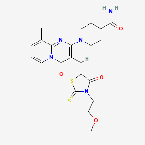 1-(3-{(Z)-[3-(2-methoxyethyl)-4-oxo-2-thioxo-1,3-thiazolidin-5-ylidene]methyl}-9-methyl-4-oxo-4H-pyrido[1,2-a]pyrimidin-2-yl)piperidine-4-carboxamide