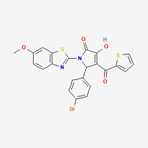 molecular formula C23H15BrN2O4S2 B12147618 (4E)-5-(4-bromophenyl)-4-[hydroxy(thiophen-2-yl)methylidene]-1-(6-methoxy-1,3-benzothiazol-2-yl)pyrrolidine-2,3-dione 