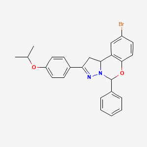 molecular formula C25H23BrN2O2 B12147625 9-Bromo-5-phenyl-2-[4-(propan-2-yloxy)phenyl]-1,10b-dihydropyrazolo[1,5-c][1,3]benzoxazine 