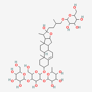 molecular formula C51H84O23 B1214763 (3beta)-26-(beta-D-Glucopyranosyloxy)-22-hydroxyfurost-5-en-3-yl-O-6-deoxy-alphANLG-L-mannopyranosyl-(1-2)-O-(beta-D-glucopyranosyl-(1-4))-beta-D-glucopyranoside CAS No. 55639-71-9