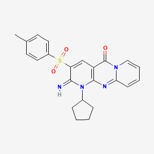 7-cyclopentyl-6-imino-5-(4-methylphenyl)sulfonyl-1,7,9-triazatricyclo[8.4.0.03,8]tetradeca-3(8),4,9,11,13-pentaen-2-one