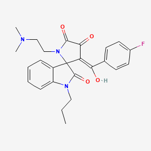 molecular formula C25H26FN3O4 B12147650 1'-[2-(dimethylamino)ethyl]-3'-[(4-fluorophenyl)carbonyl]-4'-hydroxy-1-propylspiro[indole-3,2'-pyrrole]-2,5'(1H,1'H)-dione 