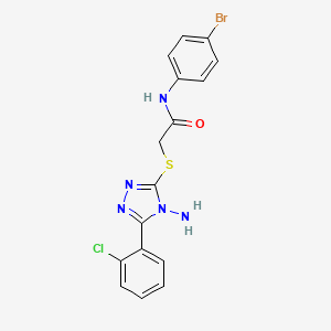 molecular formula C16H13BrClN5OS B12147674 2-{[4-amino-5-(2-chlorophenyl)-4H-1,2,4-triazol-3-yl]sulfanyl}-N-(4-bromophenyl)acetamide 