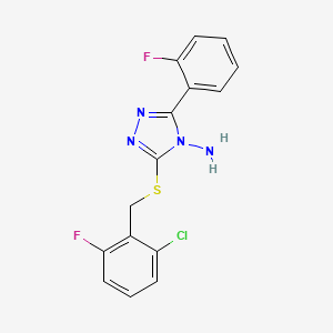 molecular formula C15H11ClF2N4S B12147703 5-[(6-Chloro-2-fluorophenyl)methylthio]-3-(2-fluorophenyl)-1,2,4-triazole-4-yl amine 