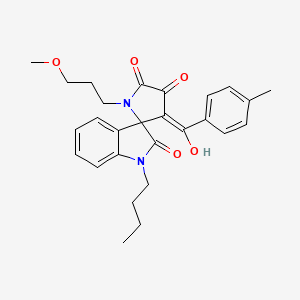 molecular formula C27H30N2O5 B12147774 1-butyl-4'-hydroxy-1'-(3-methoxypropyl)-3'-[(4-methylphenyl)carbonyl]spiro[indole-3,2'-pyrrole]-2,5'(1H,1'H)-dione 