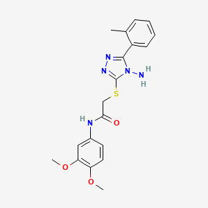 molecular formula C19H21N5O3S B12147823 2-[4-amino-5-(2-methylphenyl)(1,2,4-triazol-3-ylthio)]-N-(3,4-dimethoxyphenyl) acetamide 