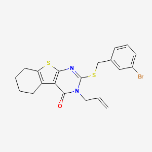 molecular formula C20H19BrN2OS2 B12147825 2-[(3-bromobenzyl)sulfanyl]-3-(prop-2-en-1-yl)-5,6,7,8-tetrahydro[1]benzothieno[2,3-d]pyrimidin-4(3H)-one 