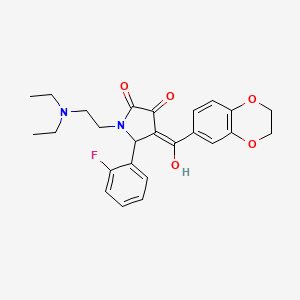 molecular formula C25H27FN2O5 B12147837 1-[2-(diethylamino)ethyl]-4-(2,3-dihydro-1,4-benzodioxin-6-ylcarbonyl)-5-(2-fluorophenyl)-3-hydroxy-1,5-dihydro-2H-pyrrol-2-one 