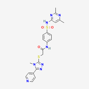 molecular formula C22H22N8O3S2 B12147840 N-{4-[(2,6-dimethylpyrimidin-4-yl)sulfamoyl]phenyl}-2-{[4-methyl-5-(pyridin-4-yl)-4H-1,2,4-triazol-3-yl]sulfanyl}acetamide 