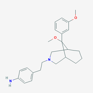 molecular formula C24H32N2O2 B1214786 Benzenamine, 4-(2-(9-methoxy-9-(3-methoxyphenyl)-3-azabicyclo(3.3.1)non-3-yl)ethyl)-, syn- CAS No. 119431-46-8