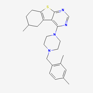 molecular formula C24H30N4S B12147868 4-[4-(2,4-Dimethylbenzyl)piperazin-1-yl]-6-methyl-5,6,7,8-tetrahydro[1]benzothieno[2,3-d]pyrimidine 