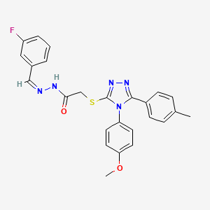 N-[(E)-(3-fluorophenyl)methylideneamino]-2-[[4-(4-methoxyphenyl)-5-(4-methylphenyl)-1,2,4-triazol-3-yl]sulfanyl]acetamide