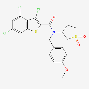 molecular formula C21H18Cl3NO4S2 B12147943 3,4,6-trichloro-N-(1,1-dioxidotetrahydrothiophen-3-yl)-N-(4-methoxybenzyl)-1-benzothiophene-2-carboxamide 