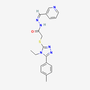 2-{[4-ethyl-5-(4-methylphenyl)-4H-1,2,4-triazol-3-yl]sulfanyl}-N'-[(Z)-pyridin-3-ylmethylidene]acetohydrazide